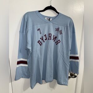 Daydreamer Arch Hockey Jersey in Sky Blue & Red NWT